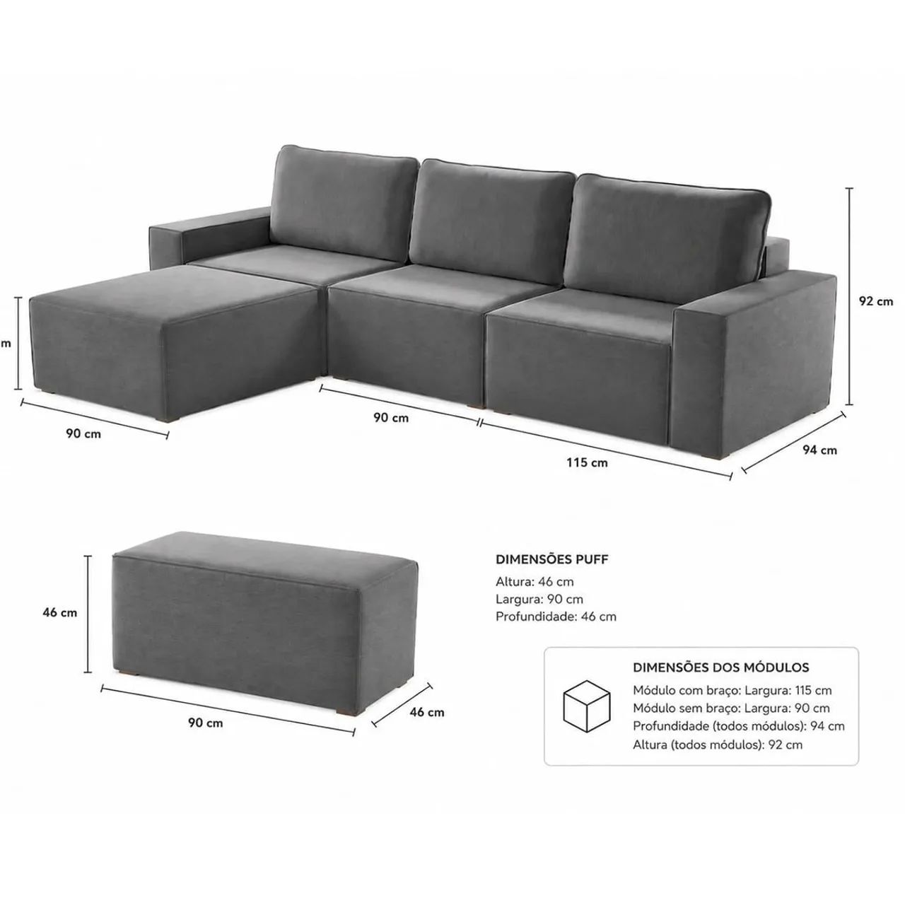 *Sofá Modular Lecanton 3,20 cm Pronta Entrega.  - Foto 2