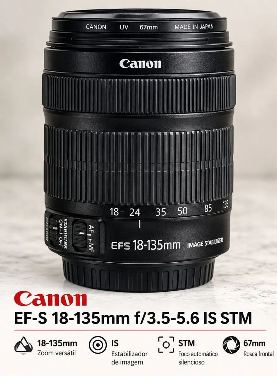 LENTE CANON EF-S 18-135mm IS STM - Acessórios para Câmeras e