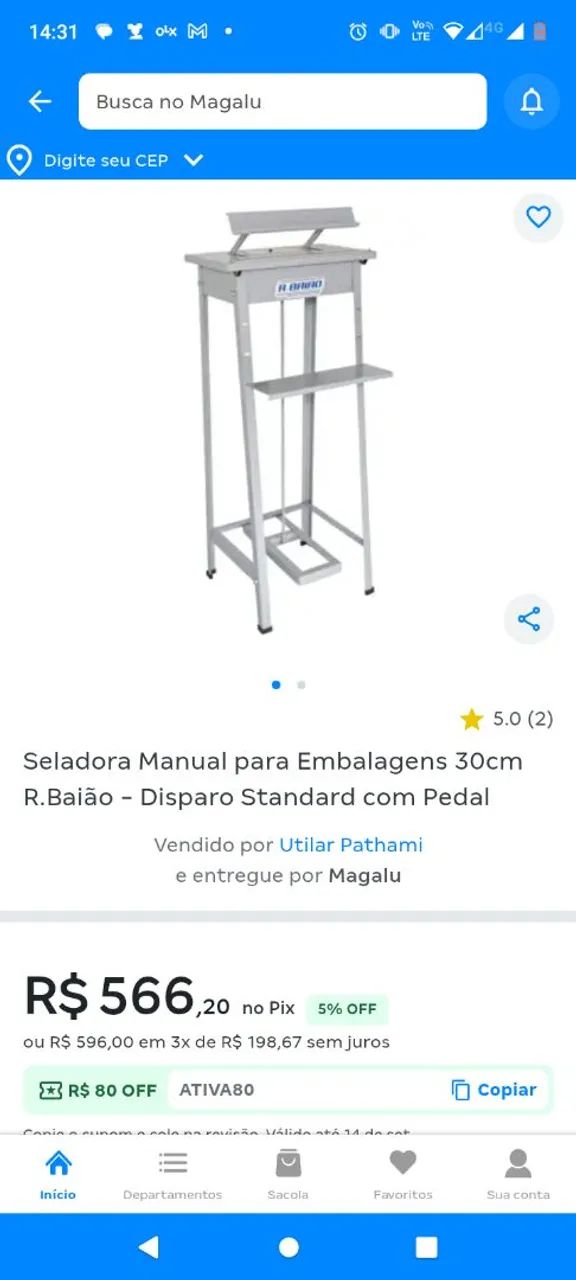 Seladora com pedal industrial 