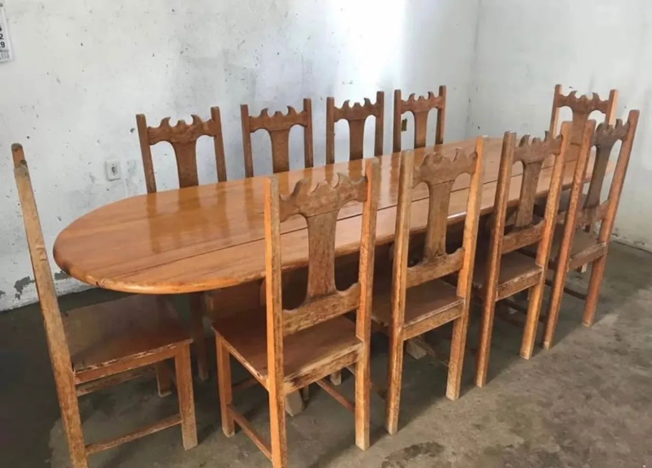 Mesa madeira maciça 10 cadeiras 