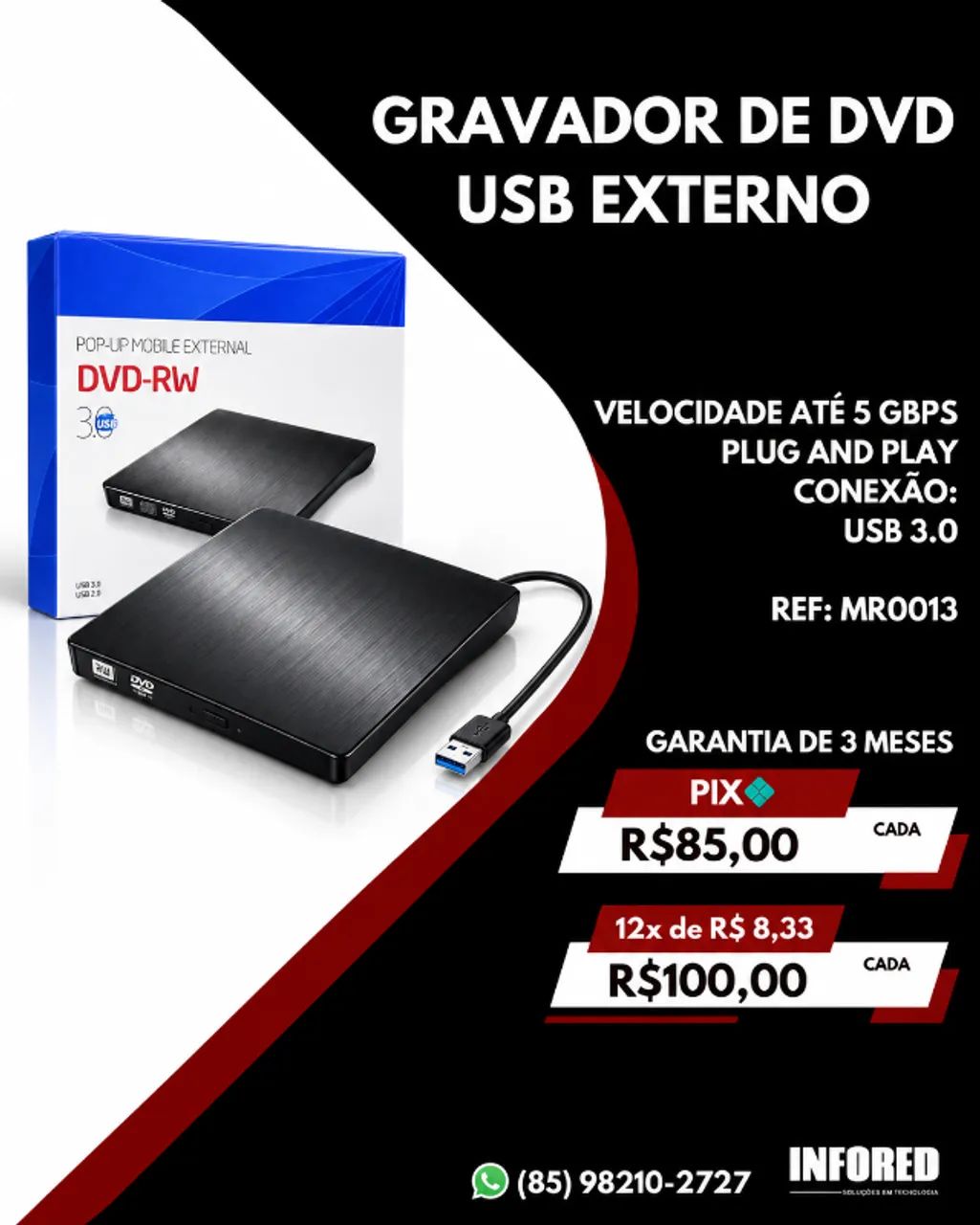 Gravador de DVD USB Externo