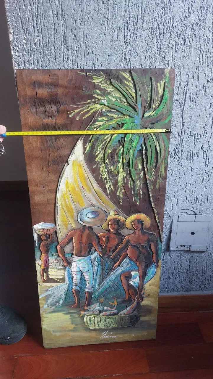 Quadro esculpido e pintado