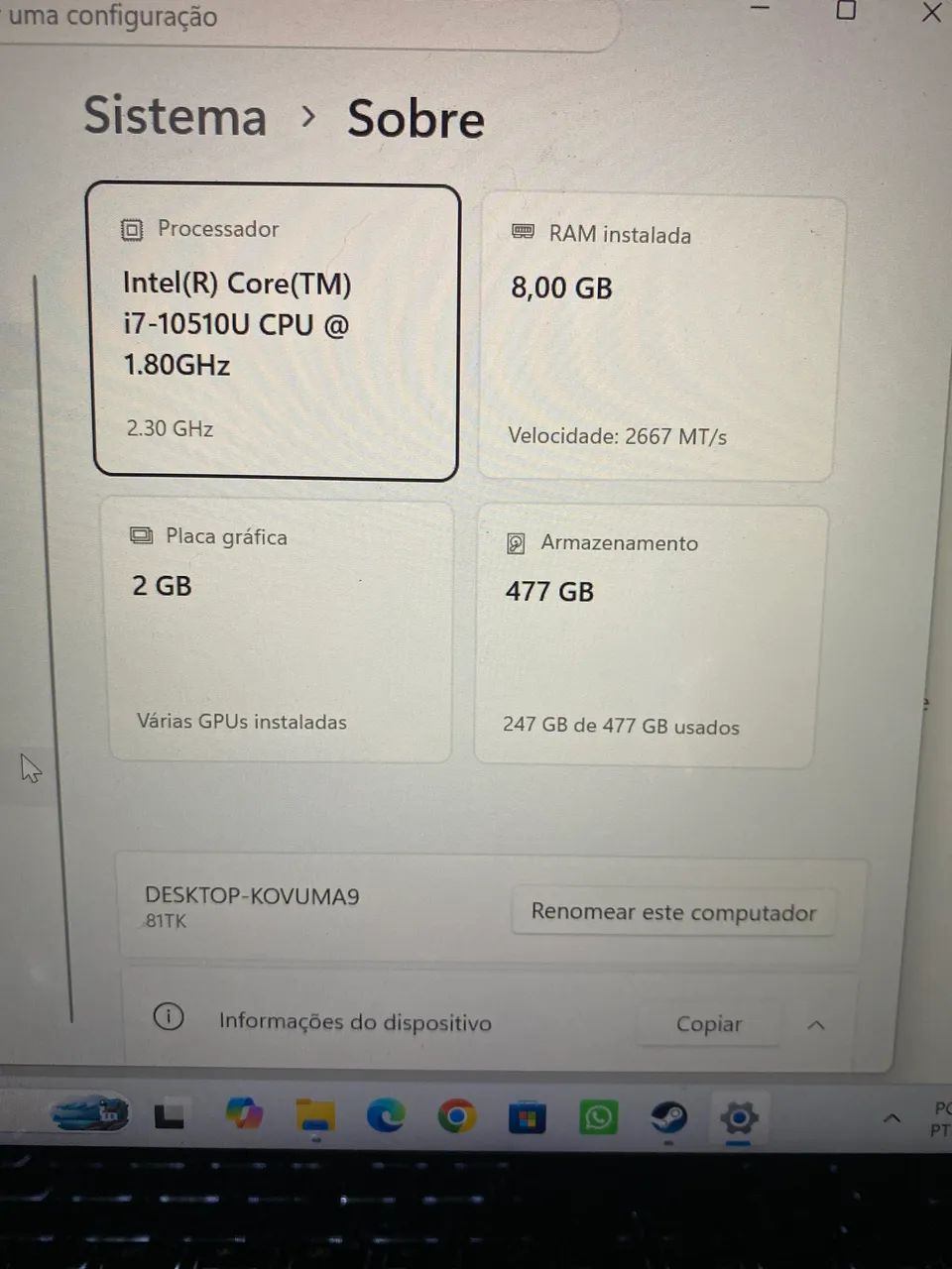 Vendo notebook c340 i7-10510u