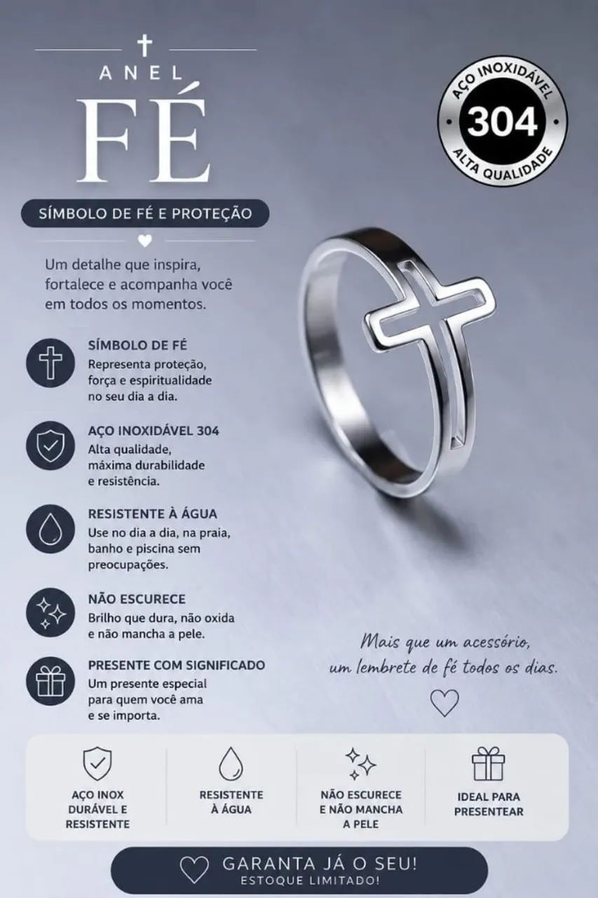 Anel fé aço inoxidável 