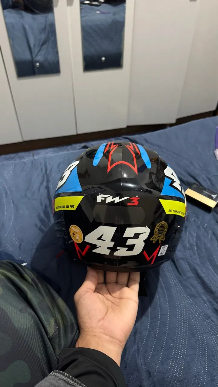 Capacete Fw3 Azul Aberto com Viseira interna  - Foto 2