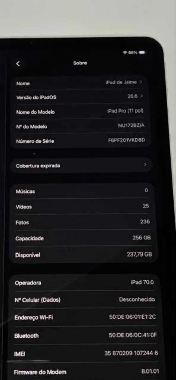 Ipad pro 256gb wi fi e celular 