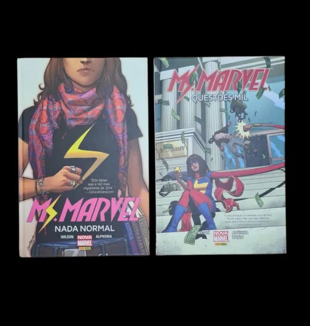 HQ Ms.Marvel Nada Normal e HQ Ms.Marvel Questões mil