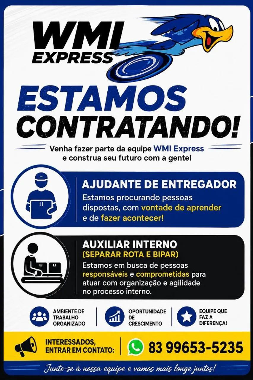 Ajudante de entregador e auxiliar interno 