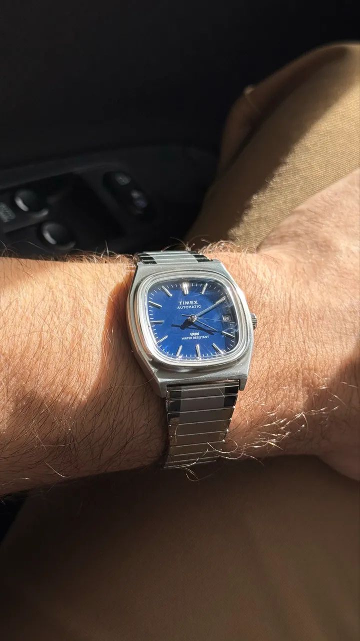 Relógio Automático Timex 1983 E-Line Reissue Azul - Foto 3