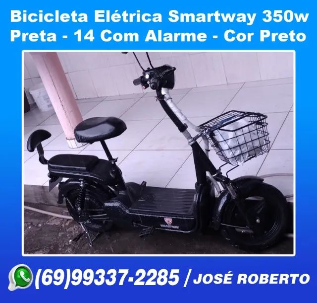 Ciclo Motor Elétrica Smartway 350w Preta - 14 Com Alarme Cor Preto - Foto 2