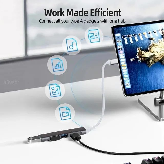 Hub slim com 4 saidas usb 2.0 3.0 e tipo-c - Foto 3