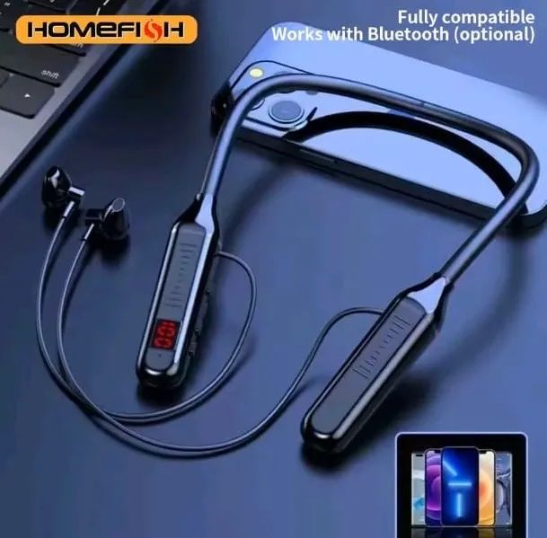 fone Bluetooth de pescoço com mostrador digital e cartão de memória - Foto 5