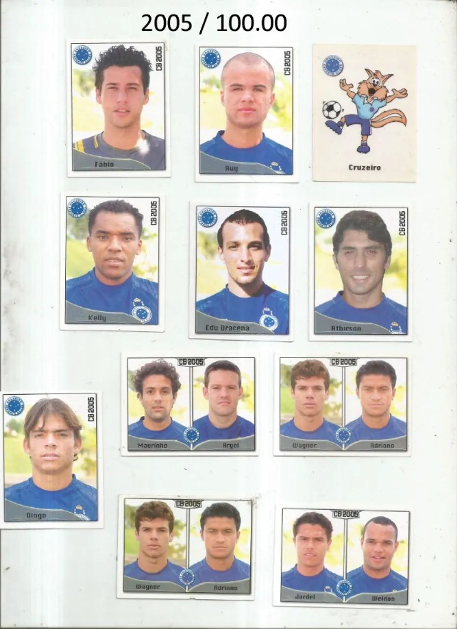 TIME CRUZEIRO  JOGADORES E ESCUDO 2005 - 100.00