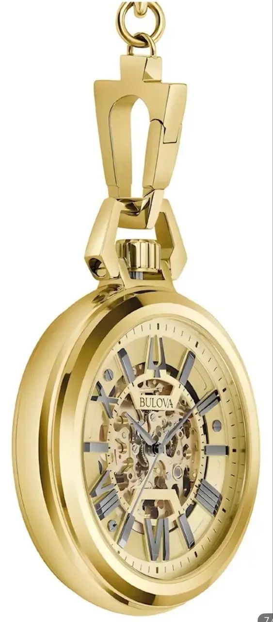 Relógio De Bolso Bulova Sutton Corda Automático 97a178 Gold - Foto 2