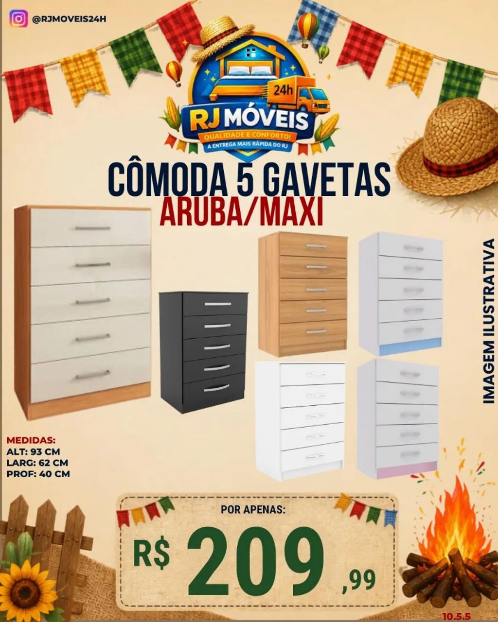 Cômoda 5 gavetas