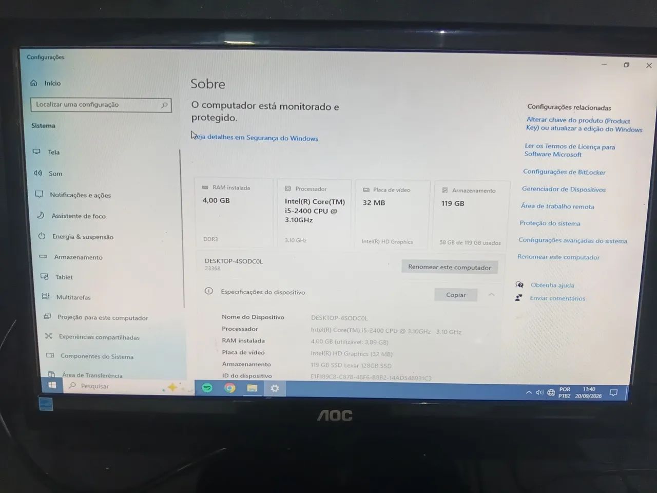 Vendo computador I5 4 de ram completo  - Foto 3