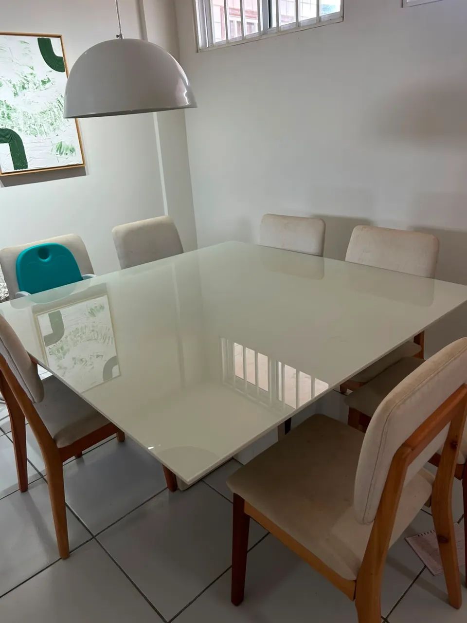 Mesa de vidros para 08 cadeiras 