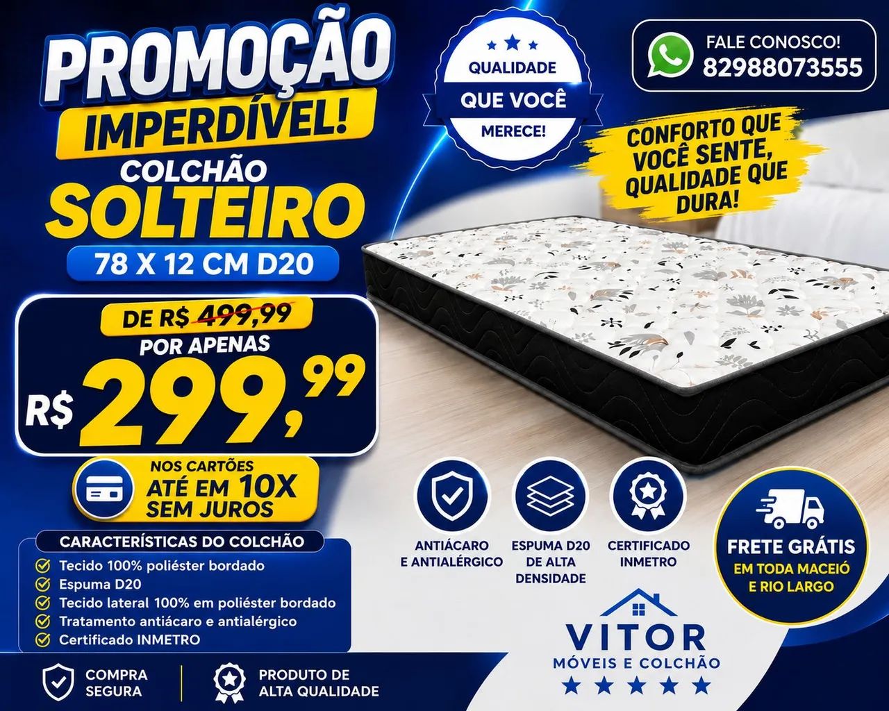 PROMOÇÃO DE COLCHÃO SOLTEIRO BOM SONO