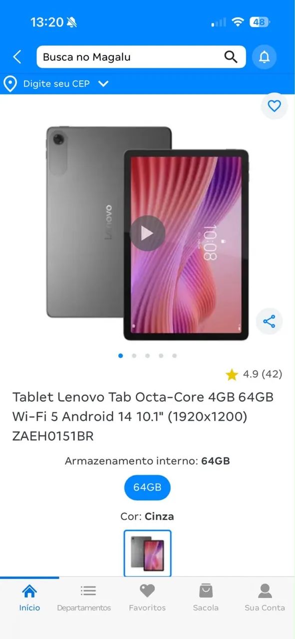 Tablet Lenovo Tab Octa-Core 4GB 64GB Wi-Fi 5 Android 14 10.1" - Foto 3