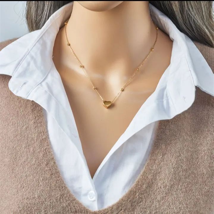 Conjunto Colar e Tornozeleira Coração Ouro 18k - Qualidade e Brilho - Foto 3