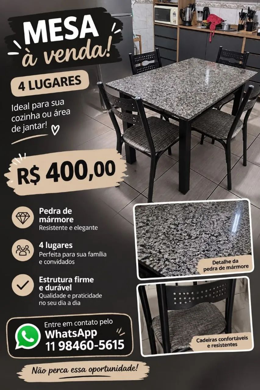 Mesa seminova 4 lugares