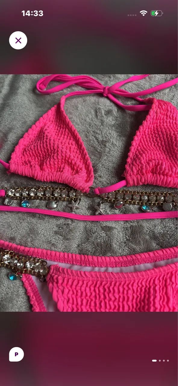 Biquíni rosa com correntes praianas  - Foto 2