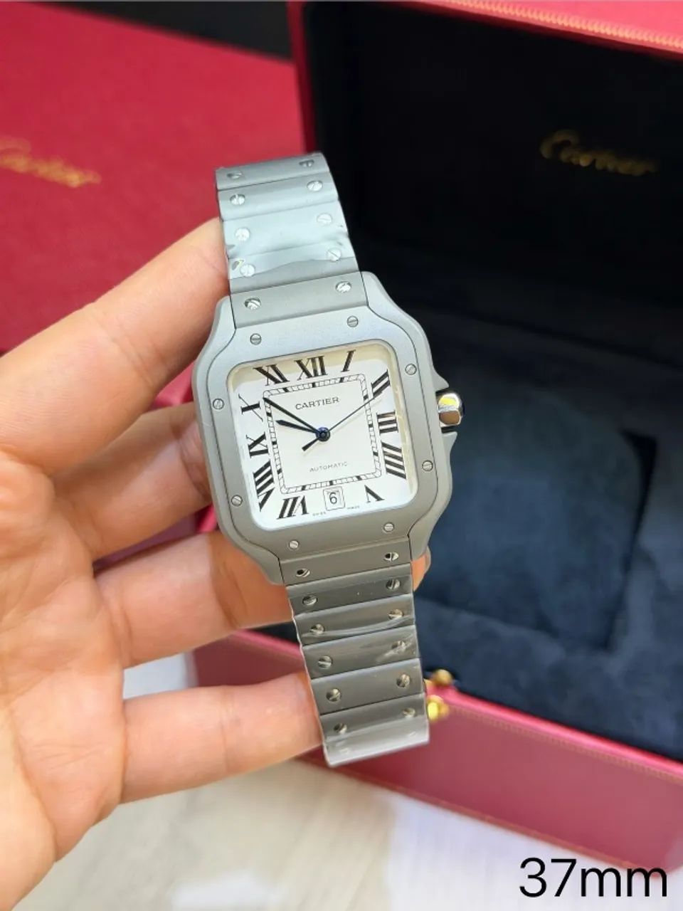 Relógio Cartier Santos automático com pulseira de troca rápida - Foto 5