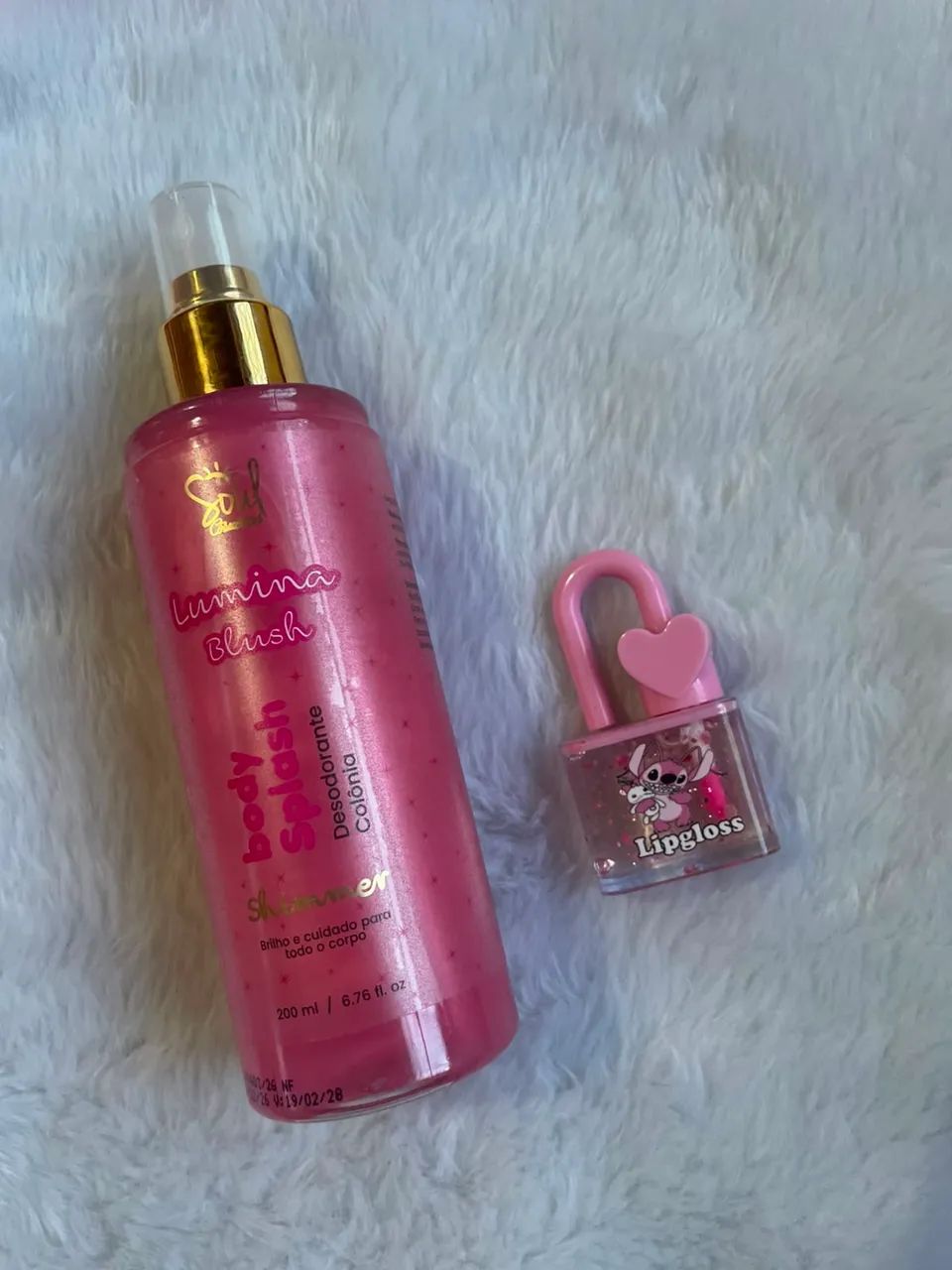 Kit Body Splash + Gloss chaveirinho stitch