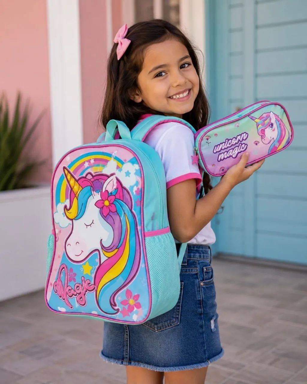 Kit escolar infantil mochila+ estojo e lancheira 