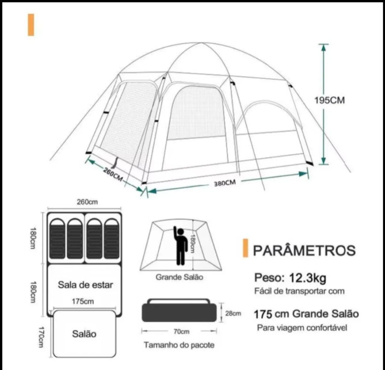 Barraca Fox Joy 9/12 Grande e Espaçosa para Camping - Foto 3