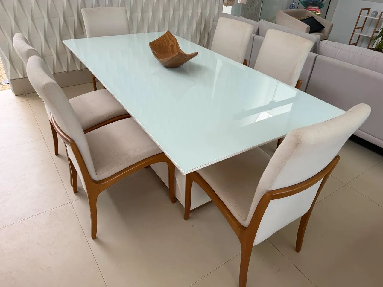 Mesa de Jantar de Vidro com 6 Cadeiras