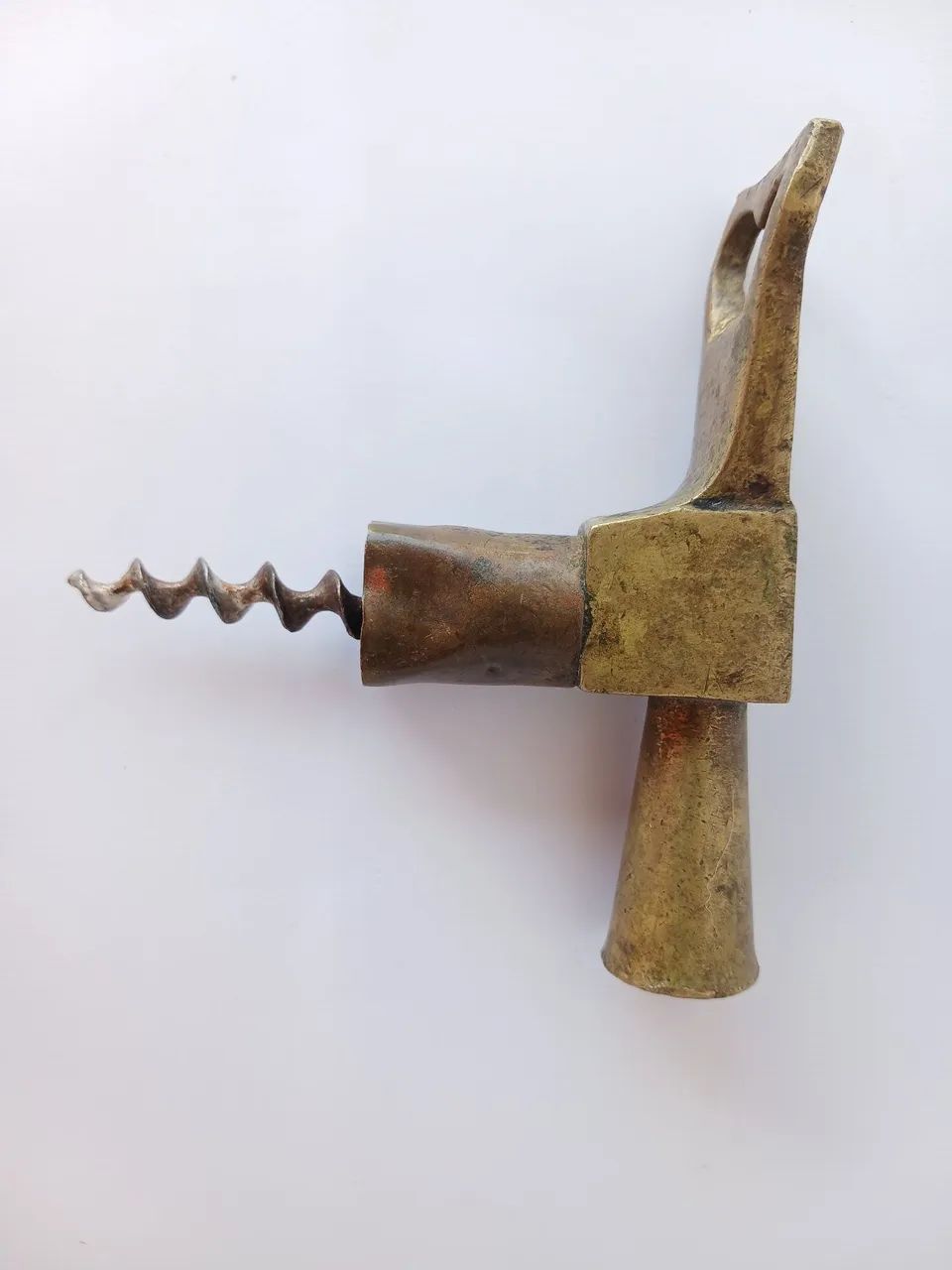 Saca-Rolhas Antigo em Latão Maciço 3 em 1 | Abridor Vintage para Vinho e Garrafas