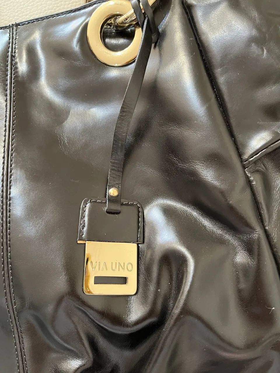 Bolsa couro vitelo preto VIAUNO novo  - Foto 2