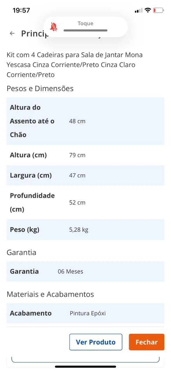 Conjunto 4 cadeiras jantar Mona cinza e preto - Foto 4