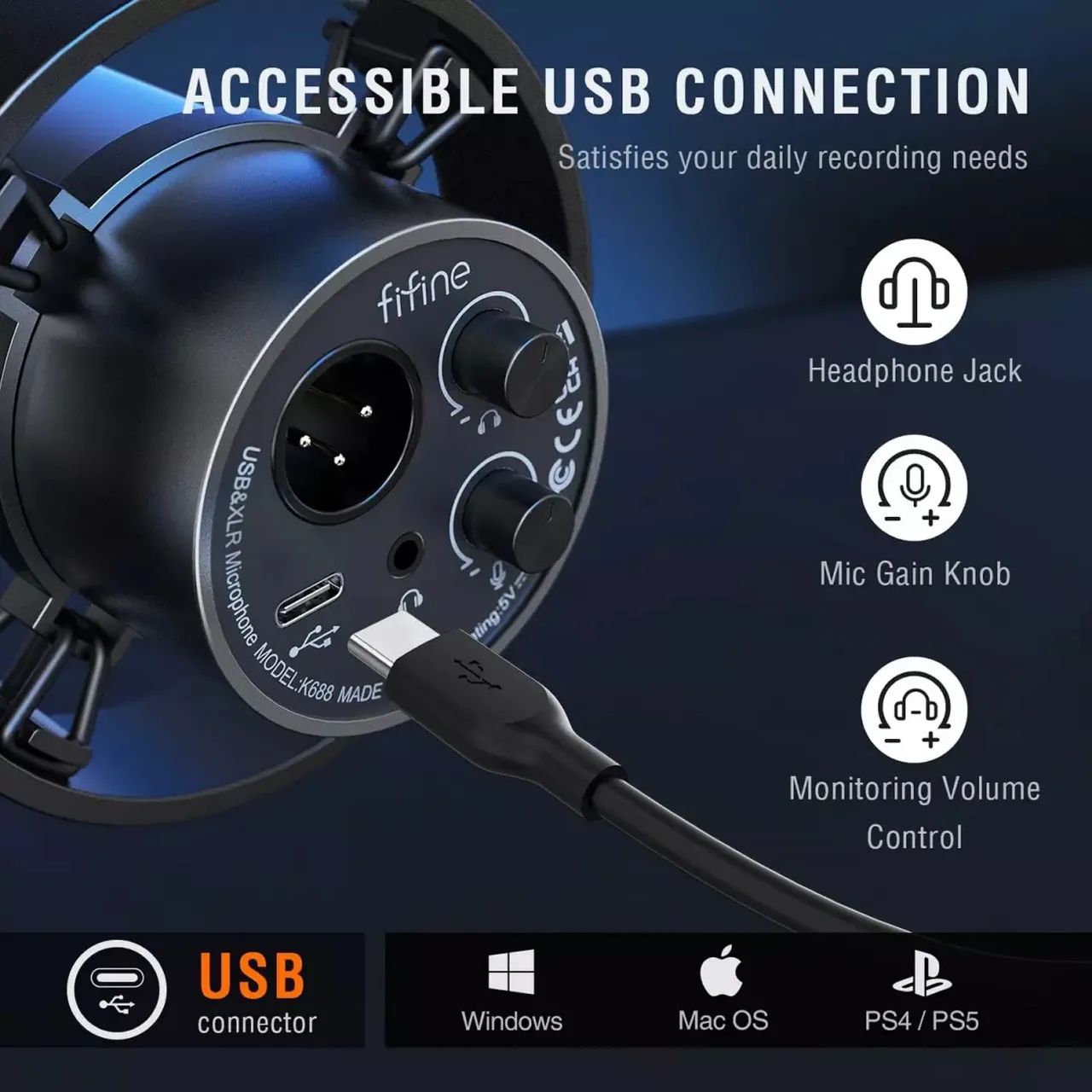 Microfone Fifine K688 USB e XLR  - Foto 3