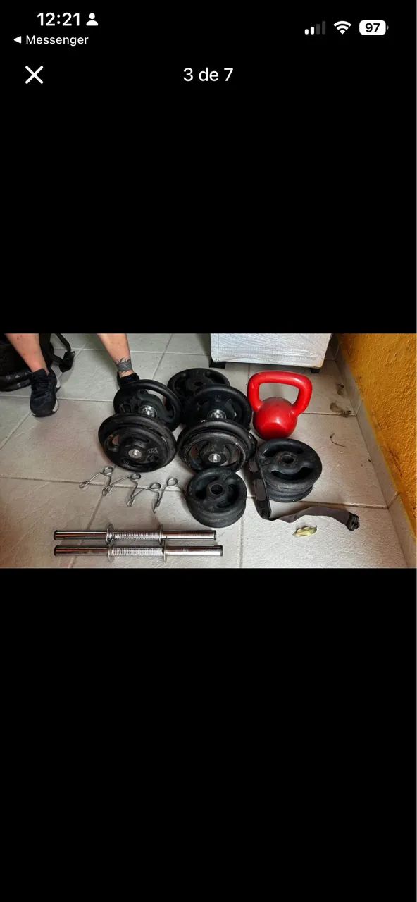 Kit de barra e anilha musculação  - Foto 2