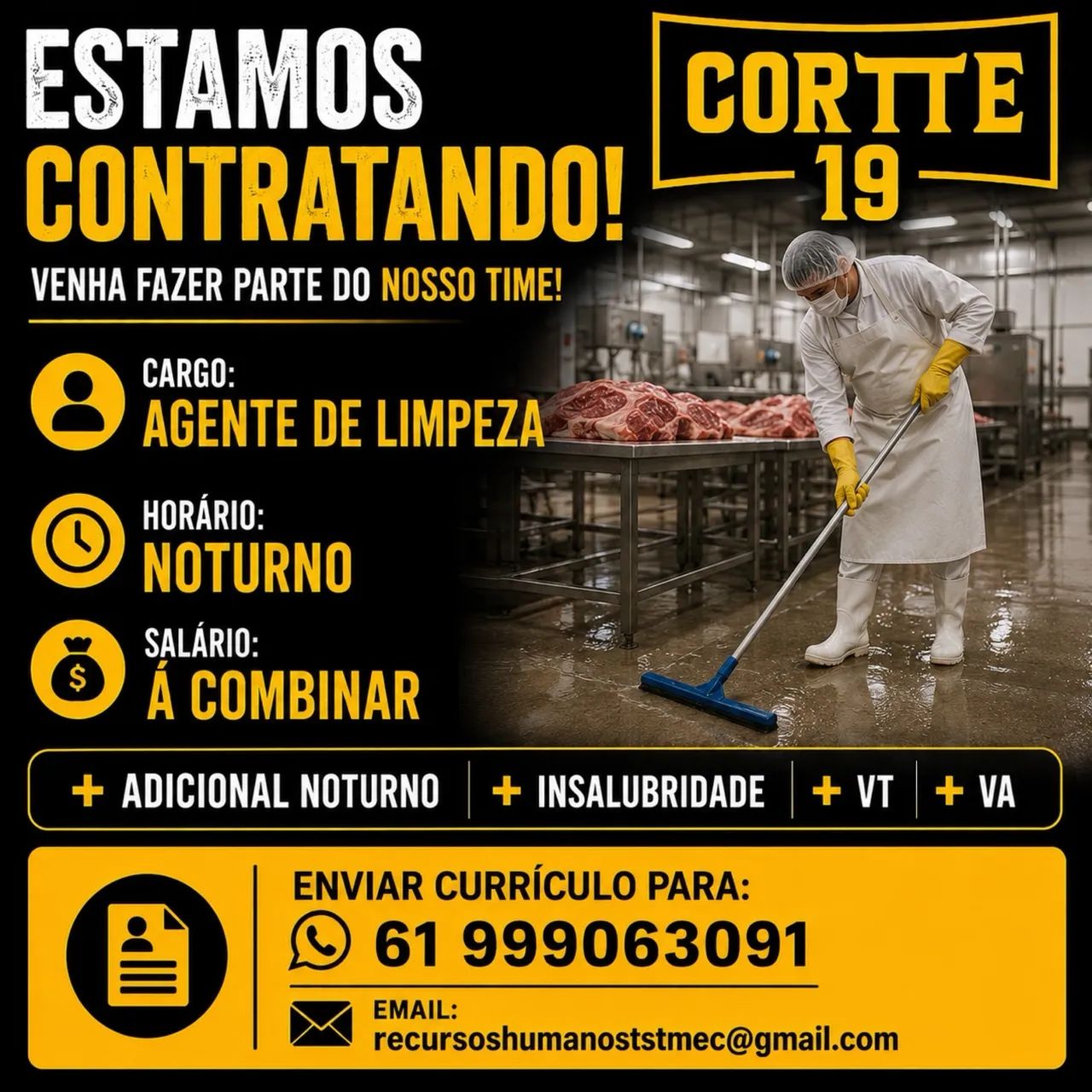 VAGA PARA AGENTE DE LIMPEZA