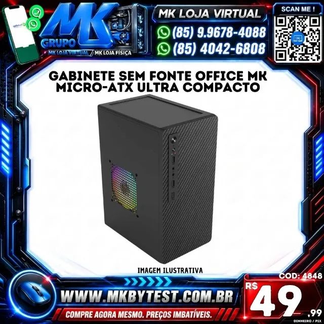 Gabinete sem fonte Office Mk  Micro-ATX Ultra Compacto