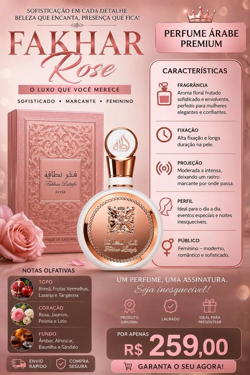 Perfume árabe fakhar rose