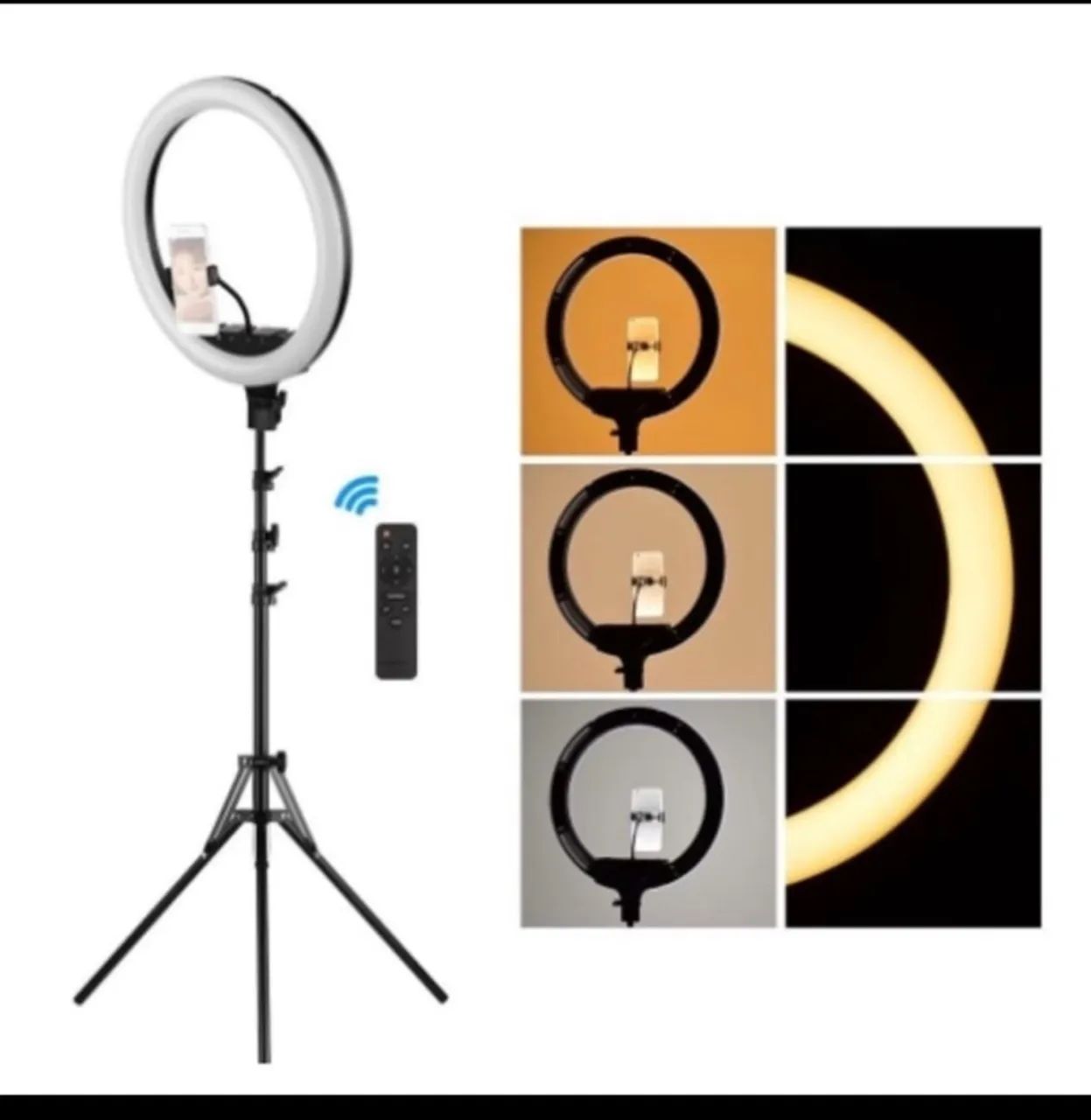 Ring light profissional com 3 luzes 18 polegadas 