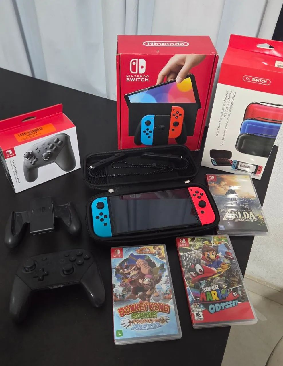 Nintendo Switch OLED + 3 Jogos + Pro Controller + Case + Caixa - Foto 3