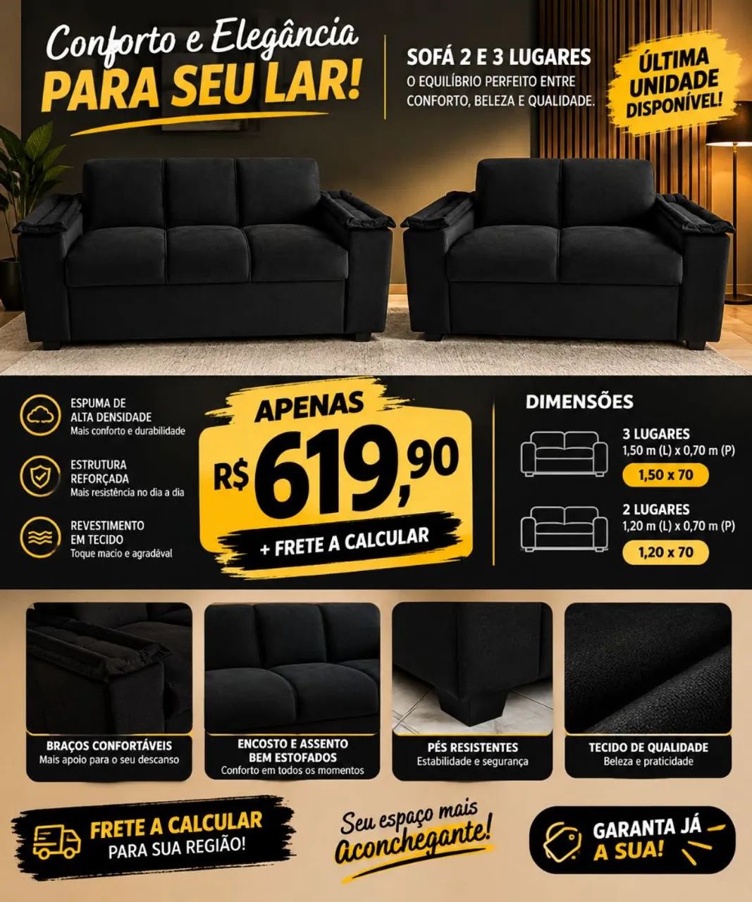 ? PROMOÇÃO ESPECIAL - SOFÁ 2 E 3 LUGARES! ?