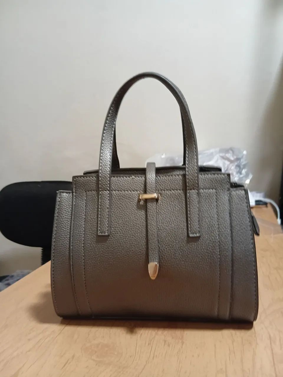 Bolsa cinza estilo antiga com 2 alcas - Foto 2