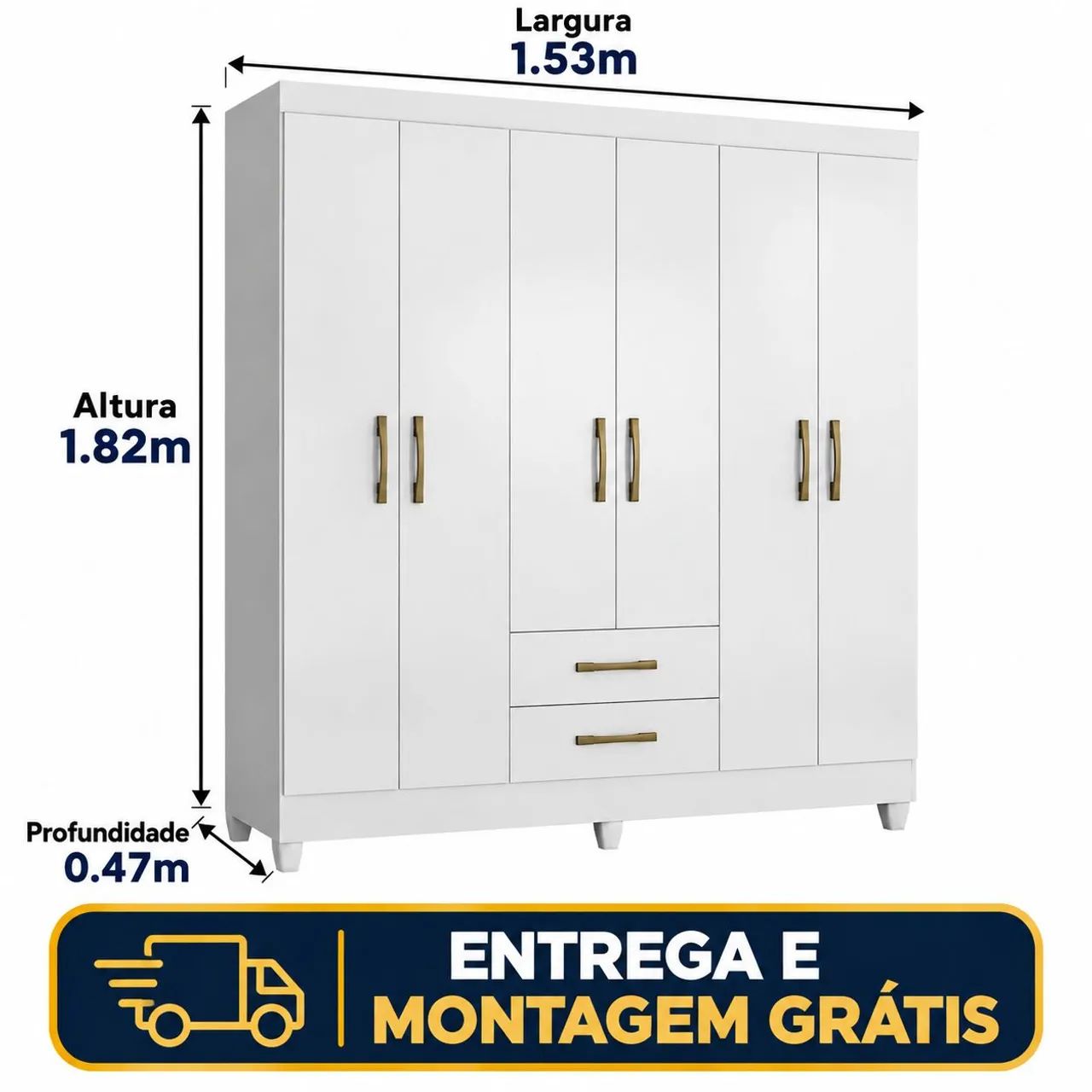 Roupeiro6 portas 2 gavetas Panamá - Branco 