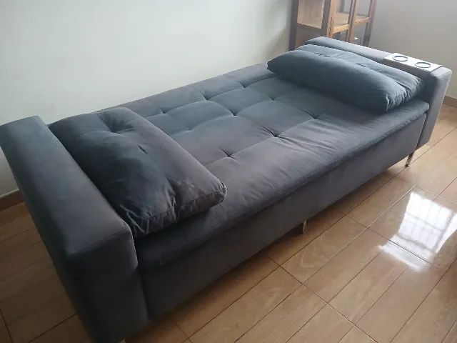 sofá cama 4 lugares azul - Foto 2