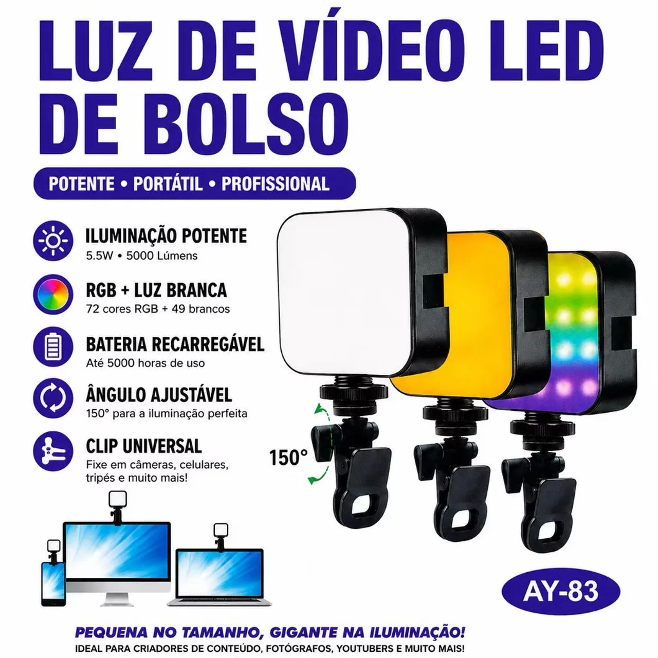 Luz Preenchimento Rgb Led AY-83