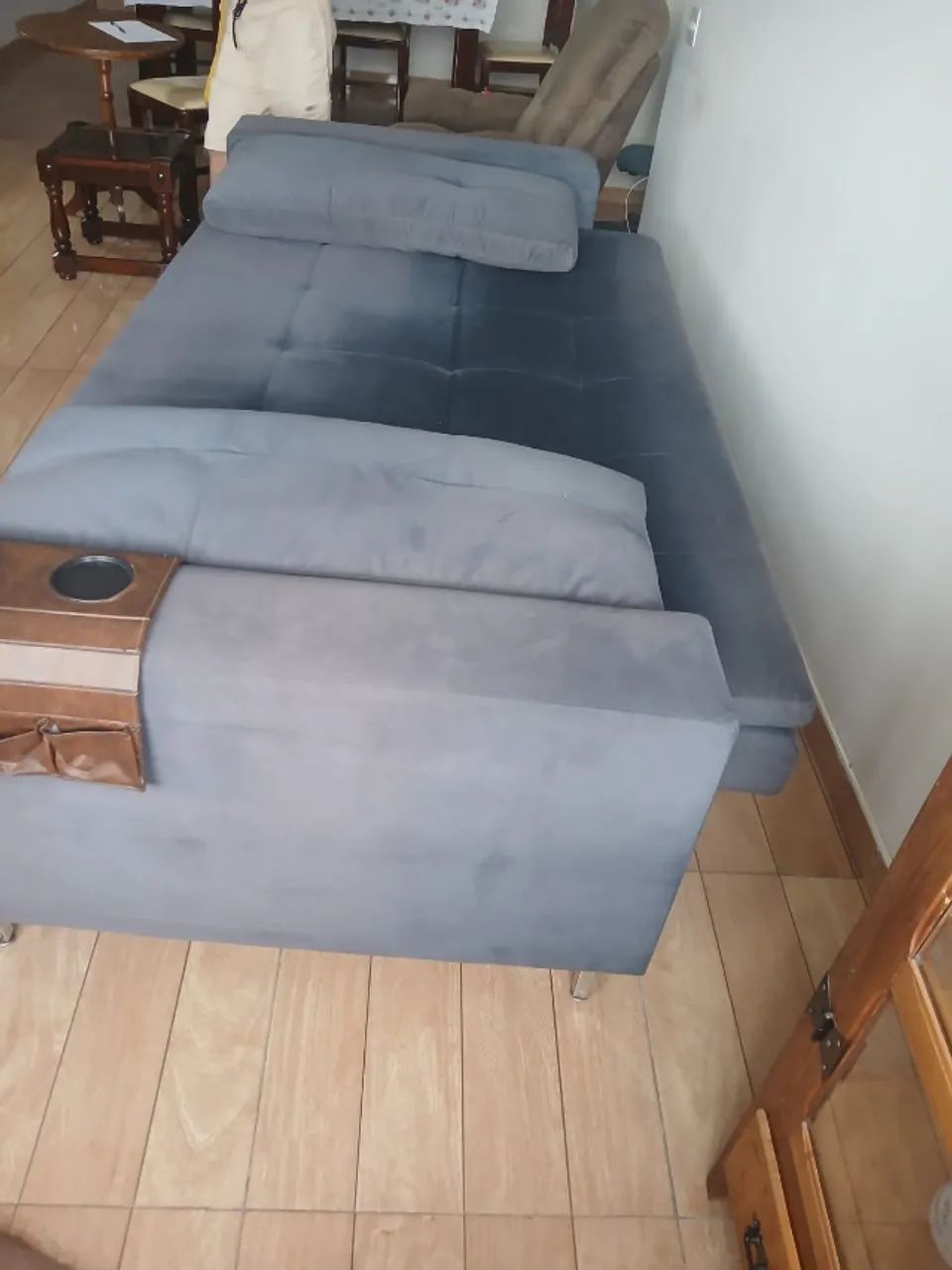 sofá cama 4 lugares azul - Foto 3