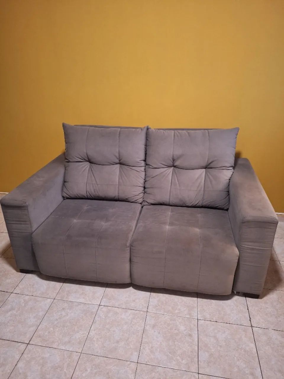 Sofá retrátil e reclinável cinza usado - Foto 3