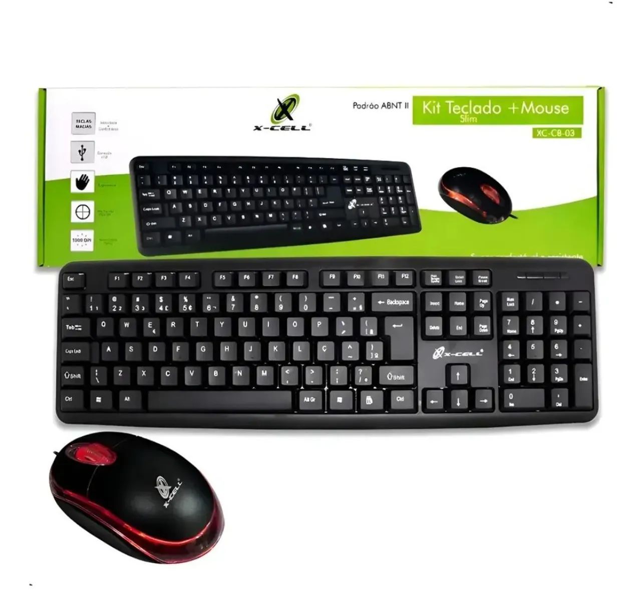 Kit teclado computador slim com fio