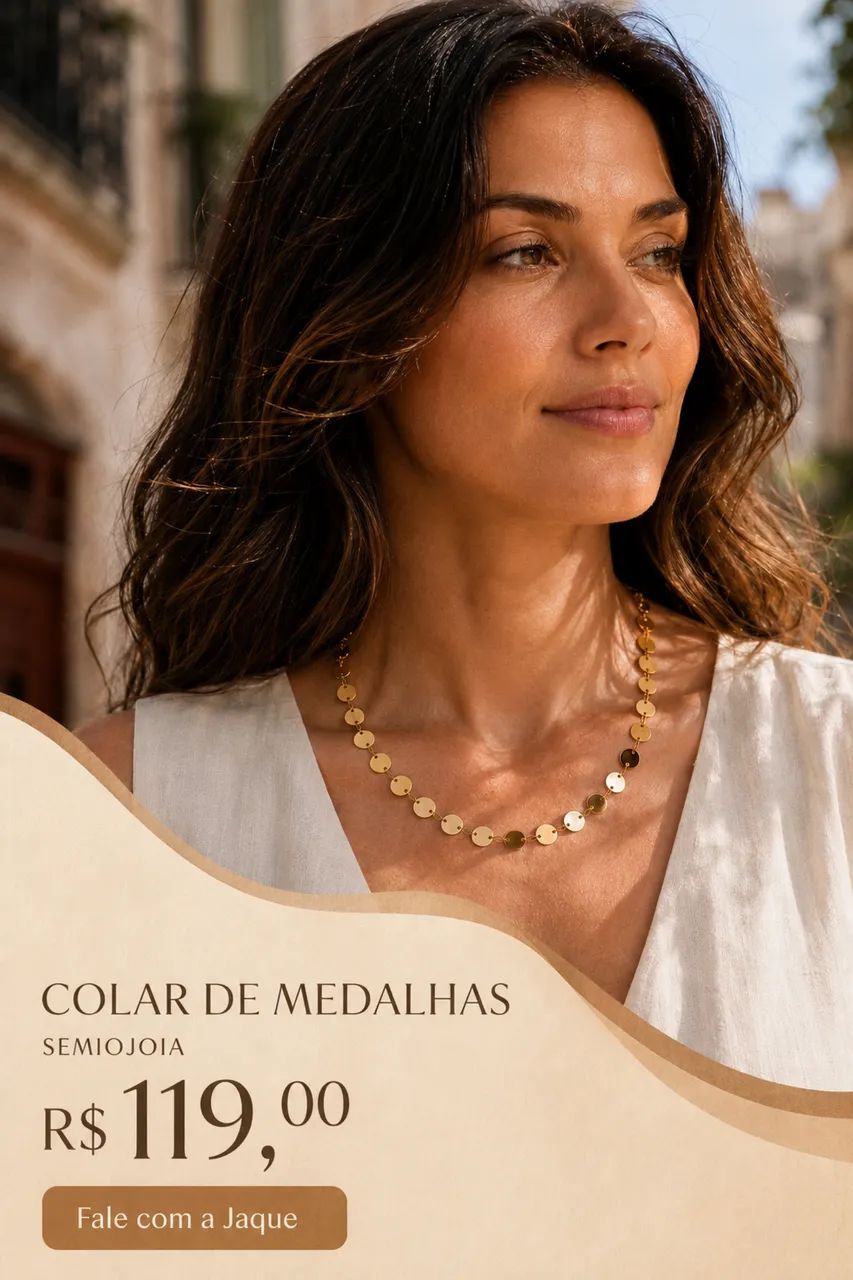 Colar medalhas Semijoia 